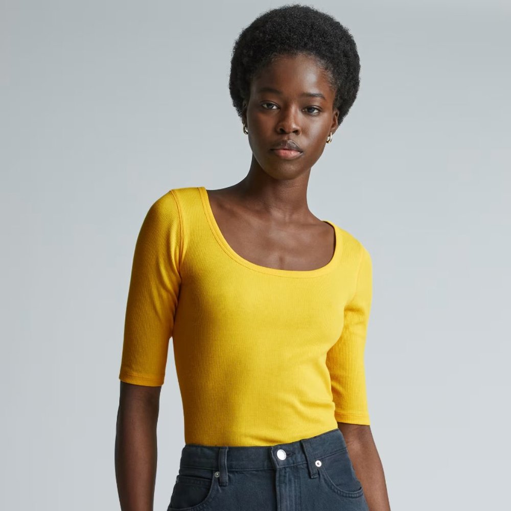 The Pima Micro-Rib Scoop-Neck Tee - worn once